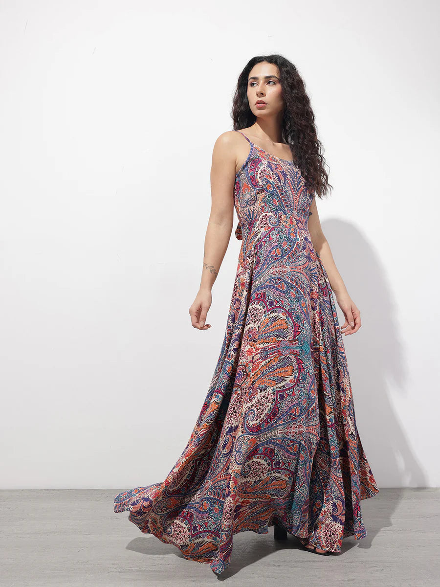 Noe Velarro Multi Colored Shoulder strap Rayon Dress