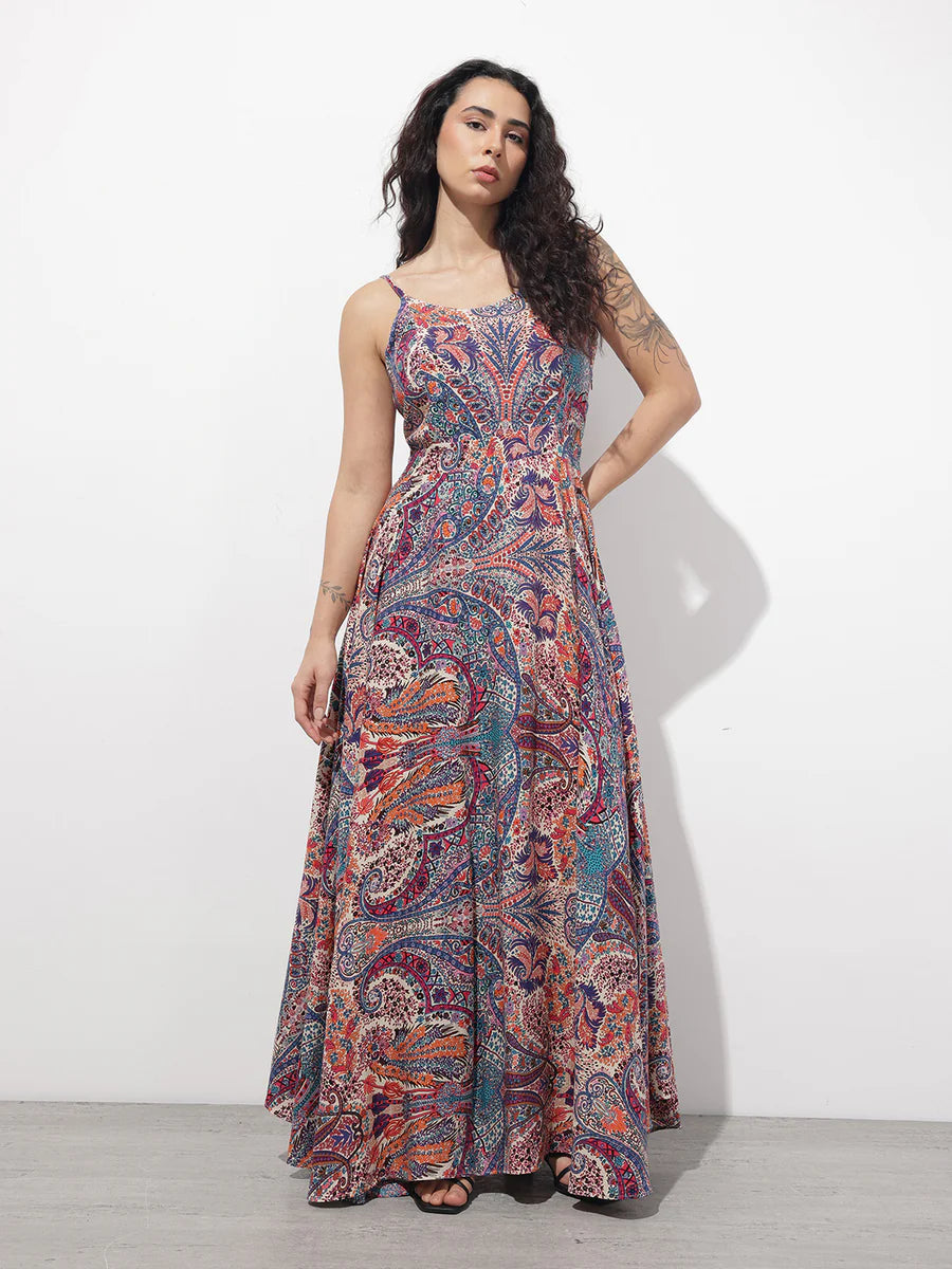 Noe Velarro Multi Colored Shoulder strap Rayon Dress