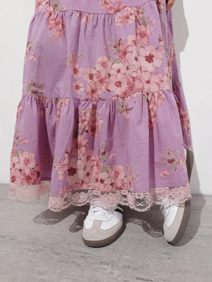 Noe Velarro Purple Shoulder strap Cotton Dress