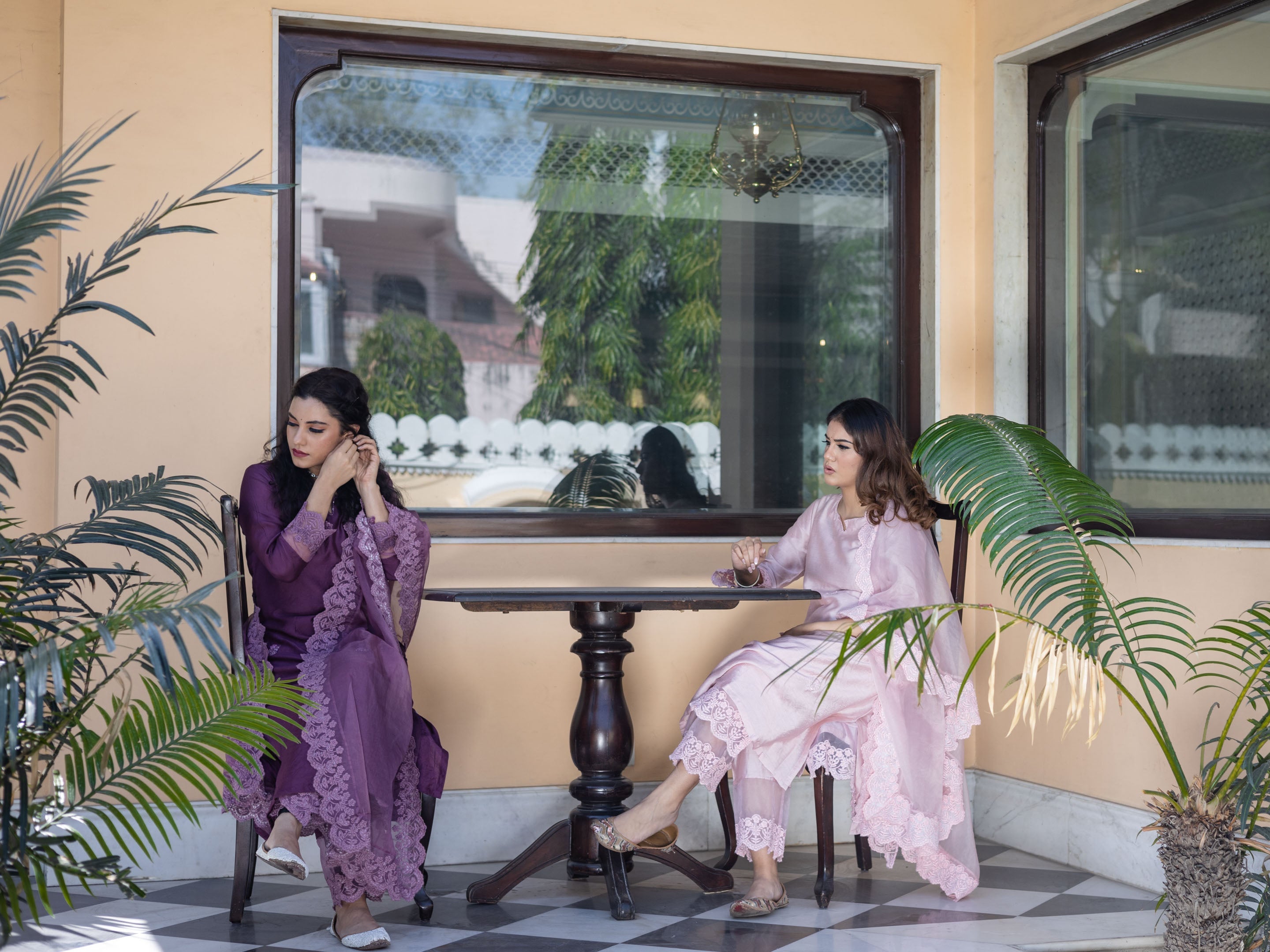 Noe Velarro Solid Purple Chanderi Embroidered Kurta with Inner Trouser Inner & Dupatta Set