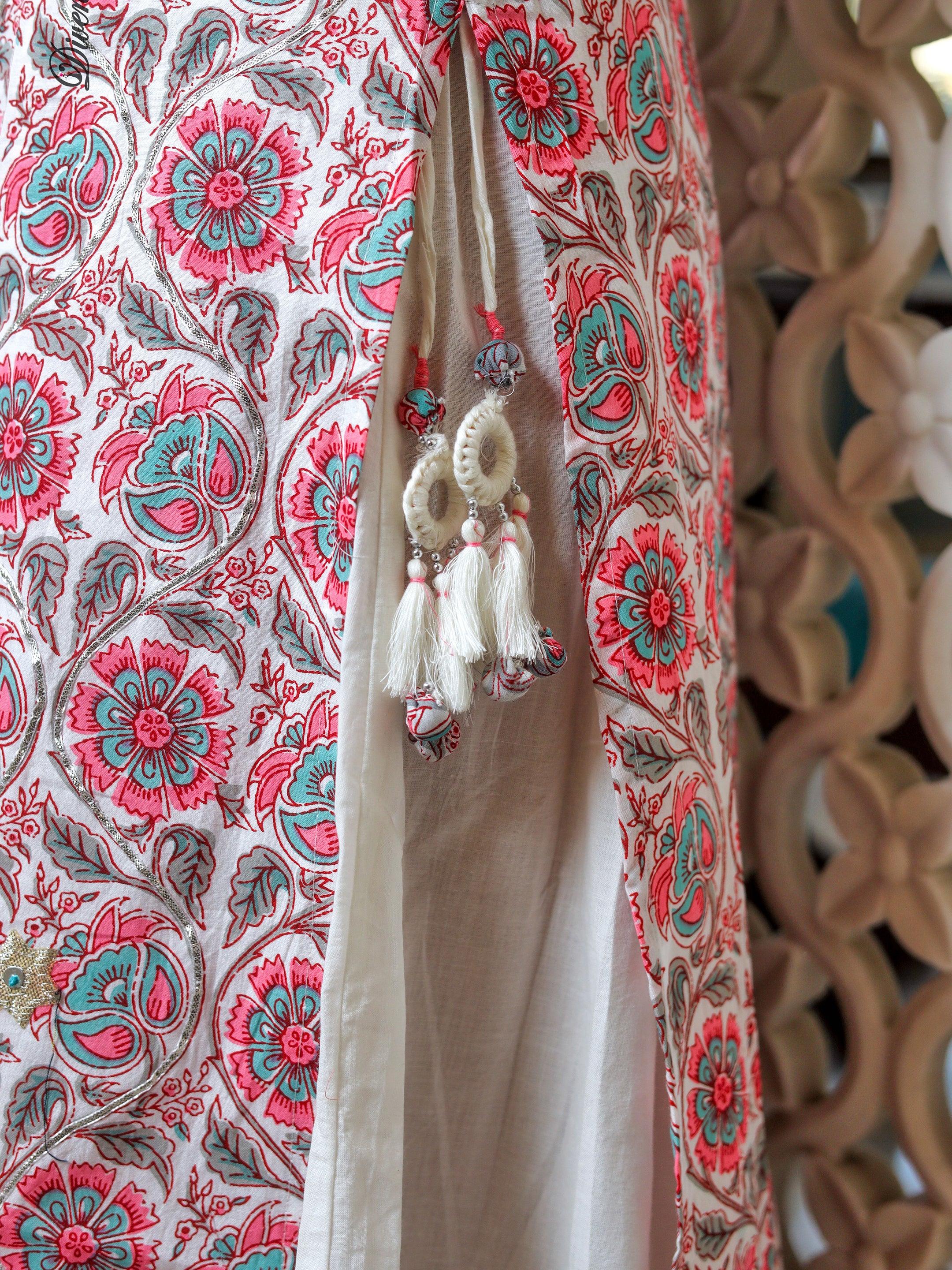 Divena White Printed Kurta with Palazzo Set - divenaworld.com