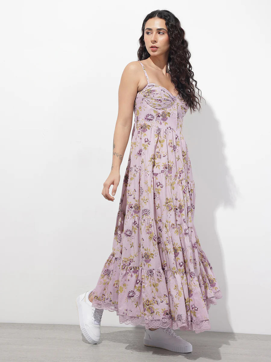 Noe Velarro Light Purple Shoulder strap Cotton Dress