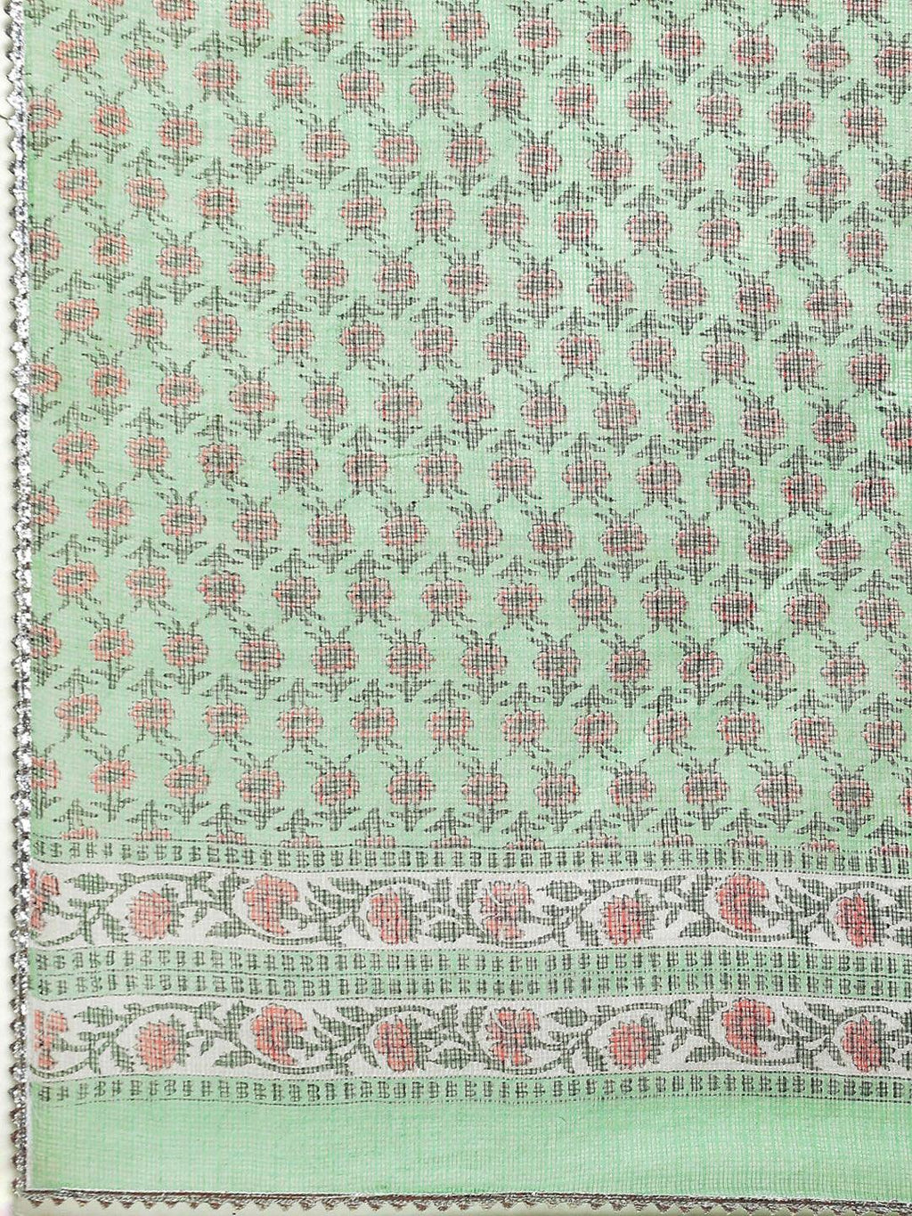 Divena Solid Green Anarkali Kurta Pant Set with Kota doria dupatta - divena world