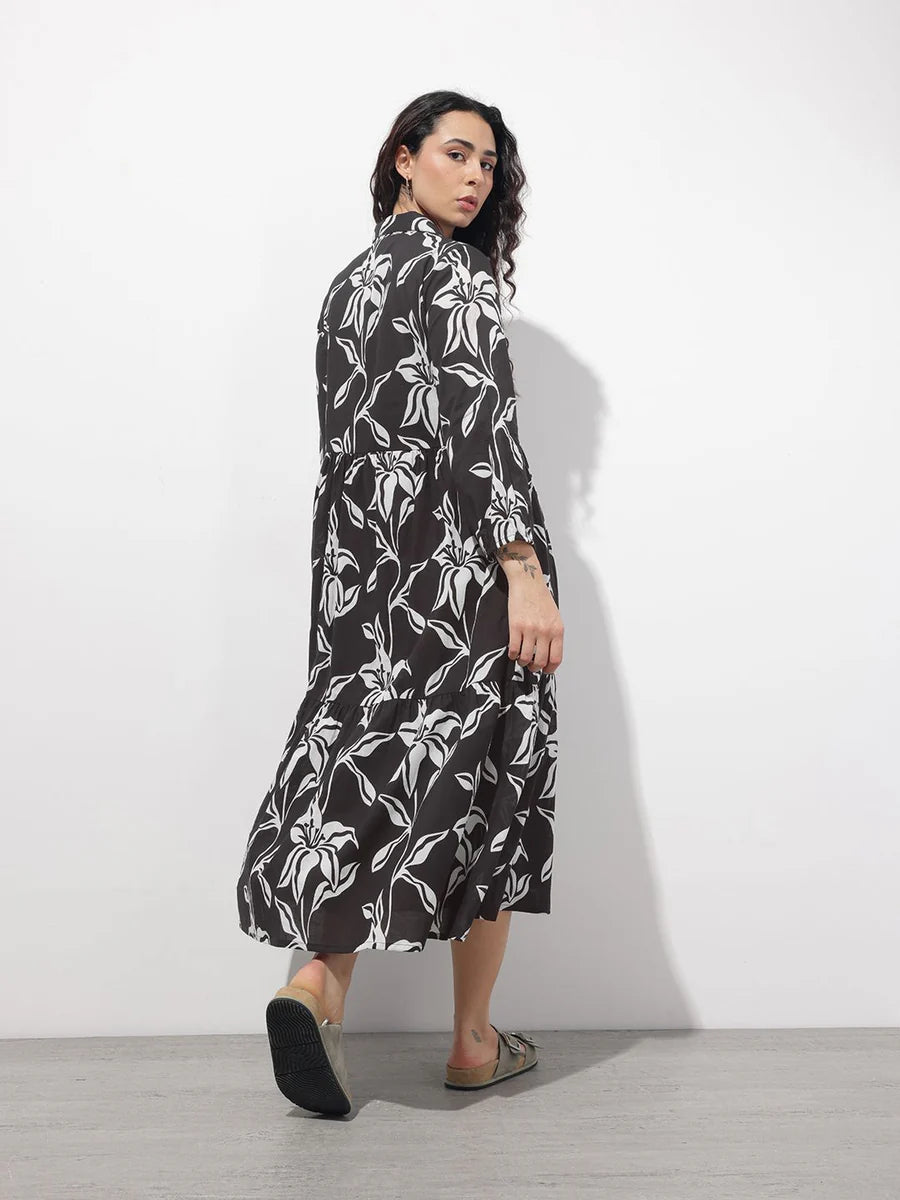 Noe Velarro Black Shirt Coller Mulmul Linning Cotton Dress