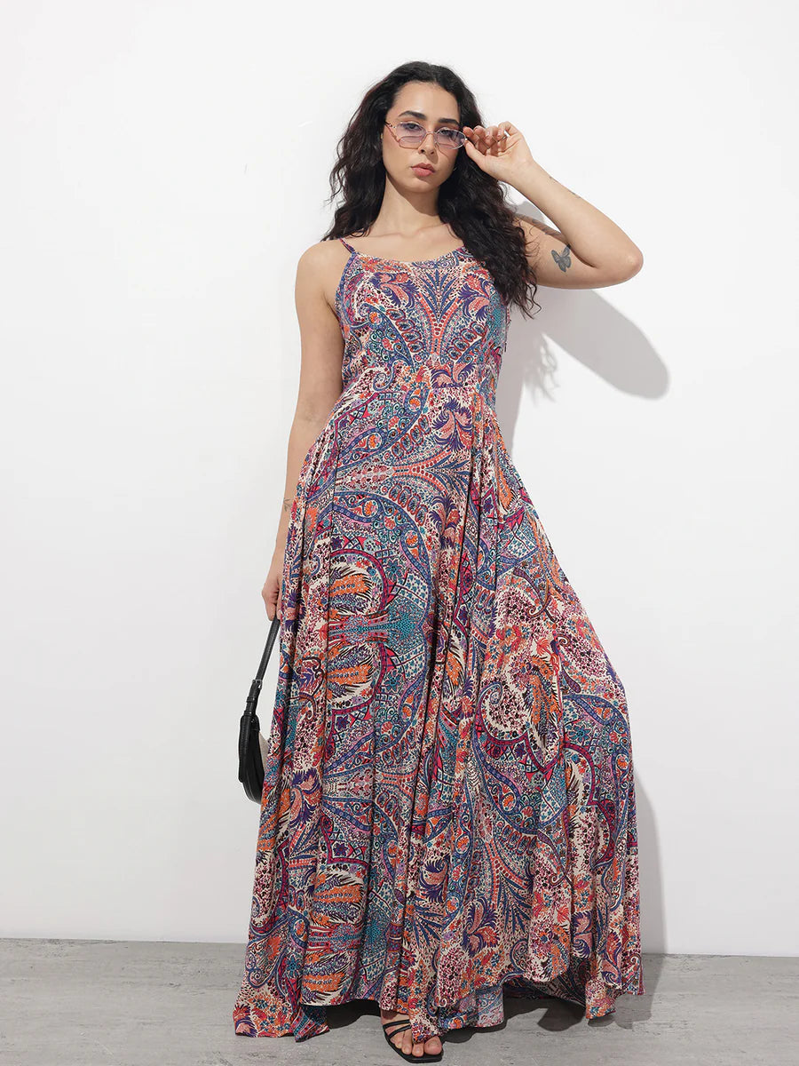 Noe Velarro Multi Colored Shoulder strap Rayon Dress
