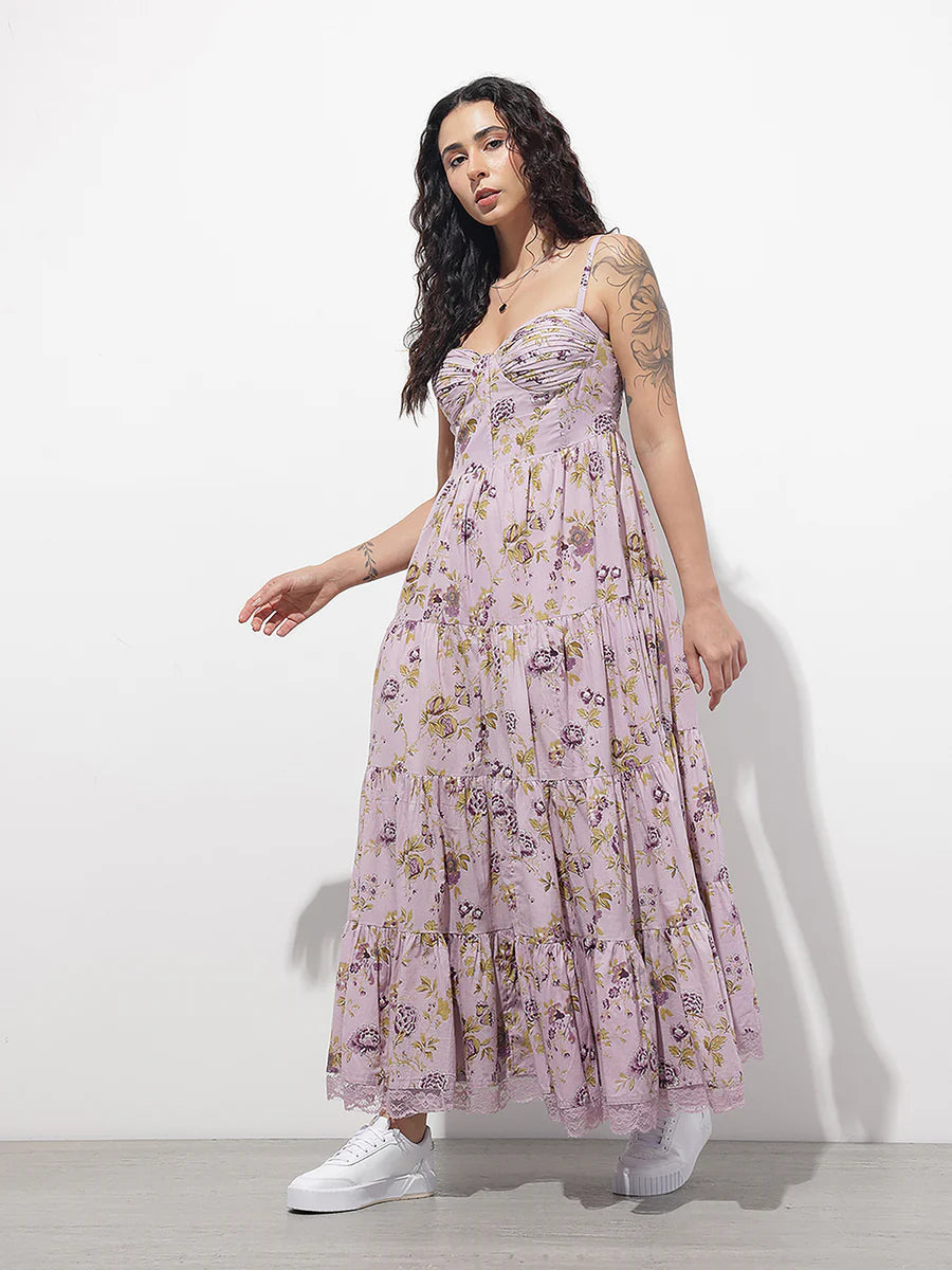 Noe Velarro Light Purple Shoulder strap Cotton Dress