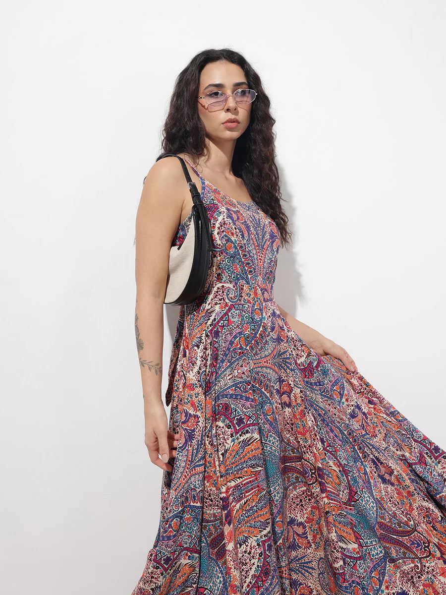 Noe Velarro Multi Colored Shoulder strap Rayon Dress