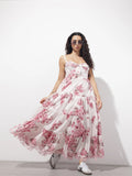 Noe Velarro White Floral Shoulder strap Cotton Dress