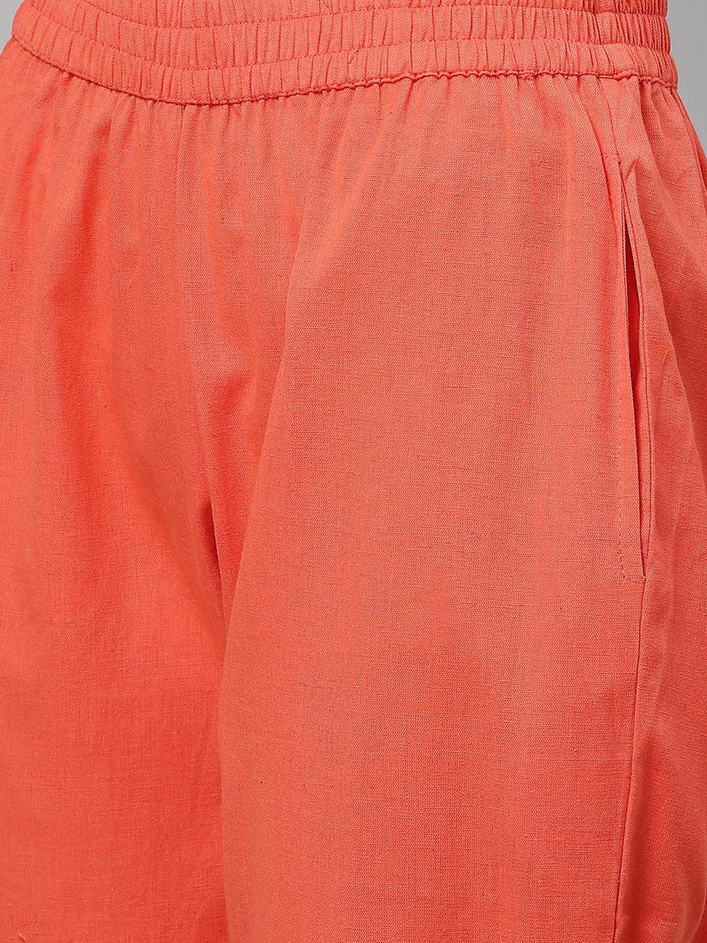 Divena Peach Muslin Kurta And Cotton Pant Set - divena world