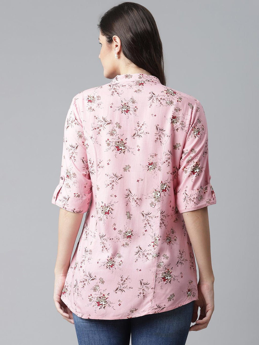 Divena Pink Leaf Rayon Print Top - divena world