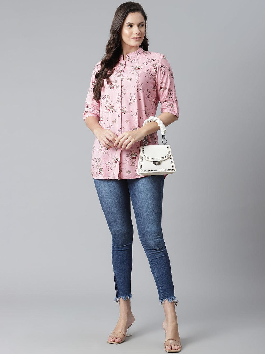 Divena Pink Leaf Rayon Print Top - divena world