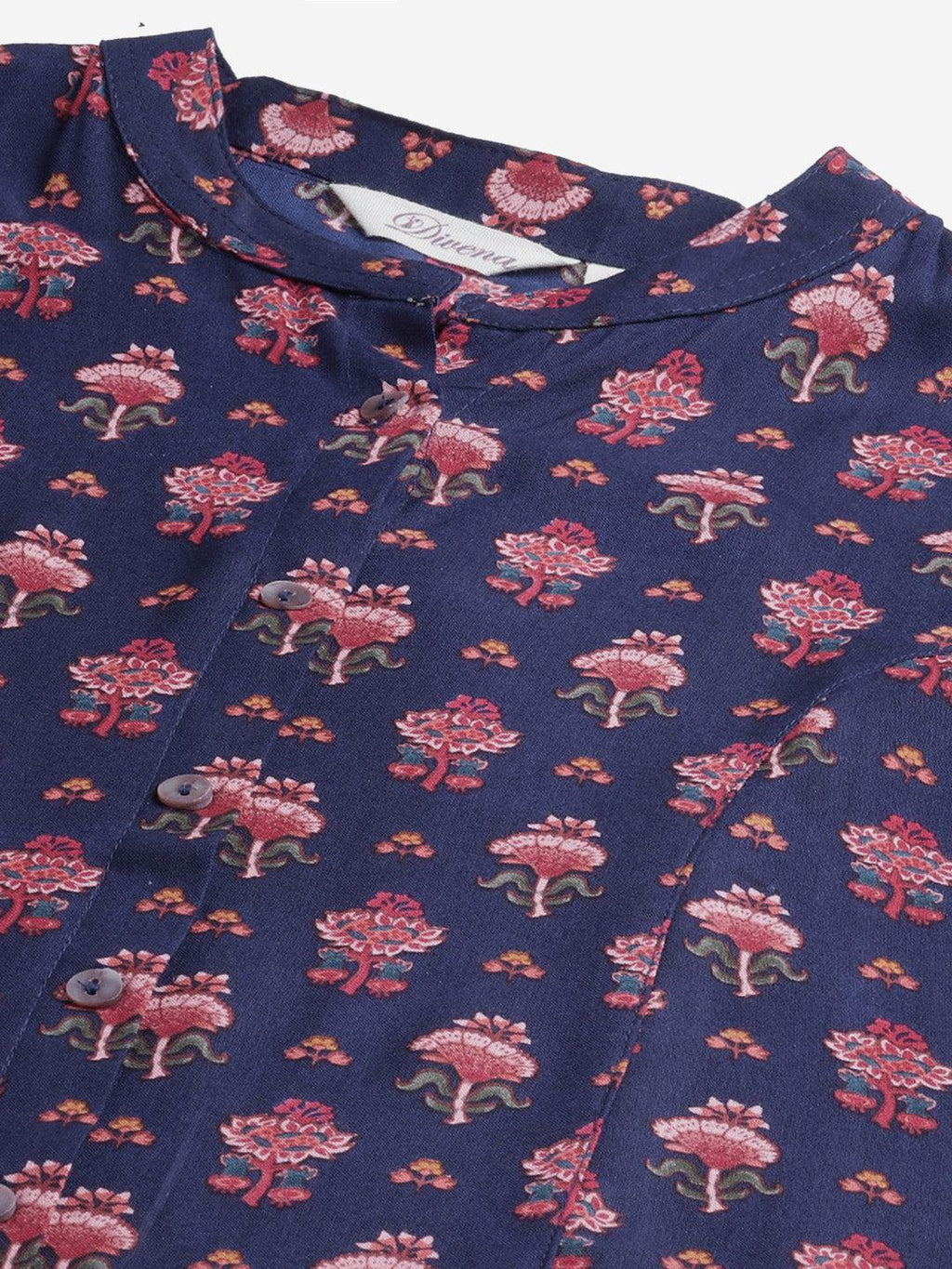 Divena Dark Blue Rayon Printed Top - divena world