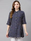 Divena Blue Bandhani Print Rayon Top - divena world