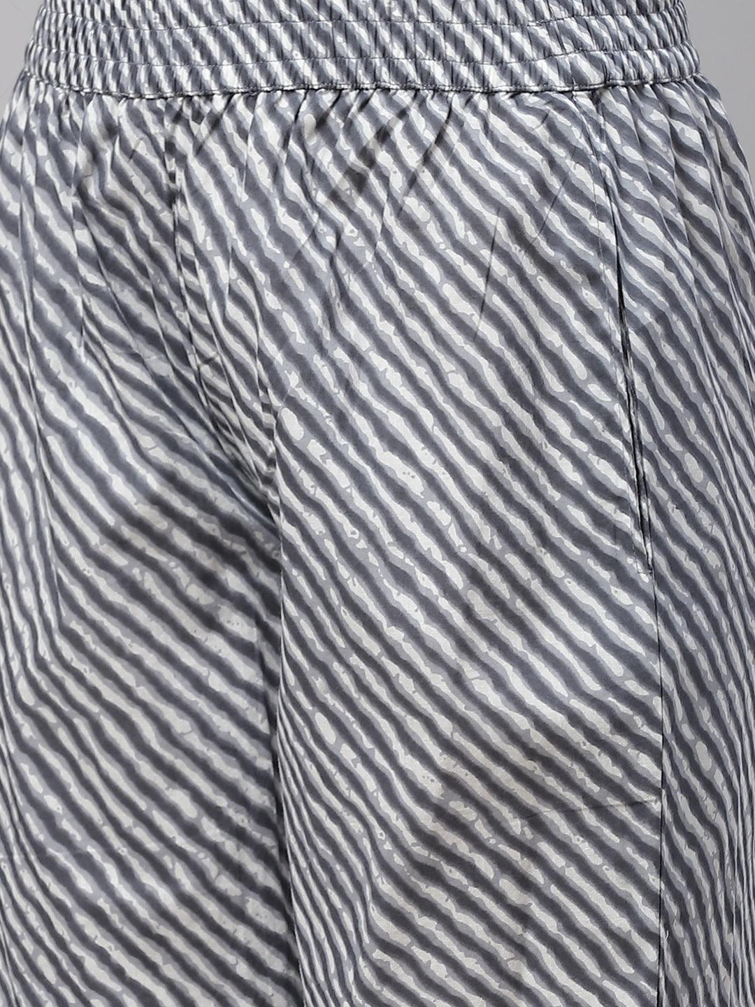 Divena Grey Cotton Straight Kurta Pant Set With Dupatta - divena world