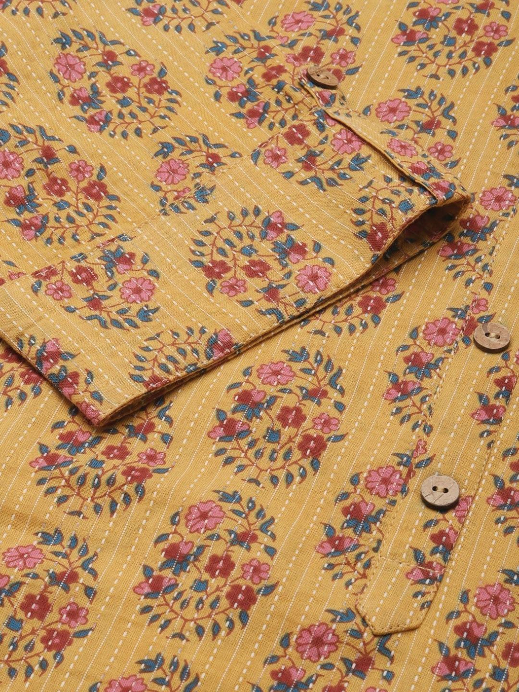 Divena Mustard Cotton Straight Fit Kurta - divena world