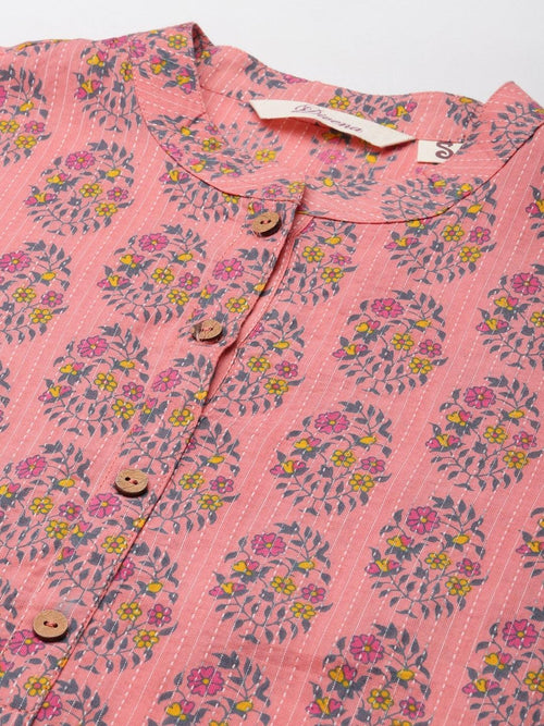 Divena Baby Pink Cotton Straight Fit Kurta - divena world