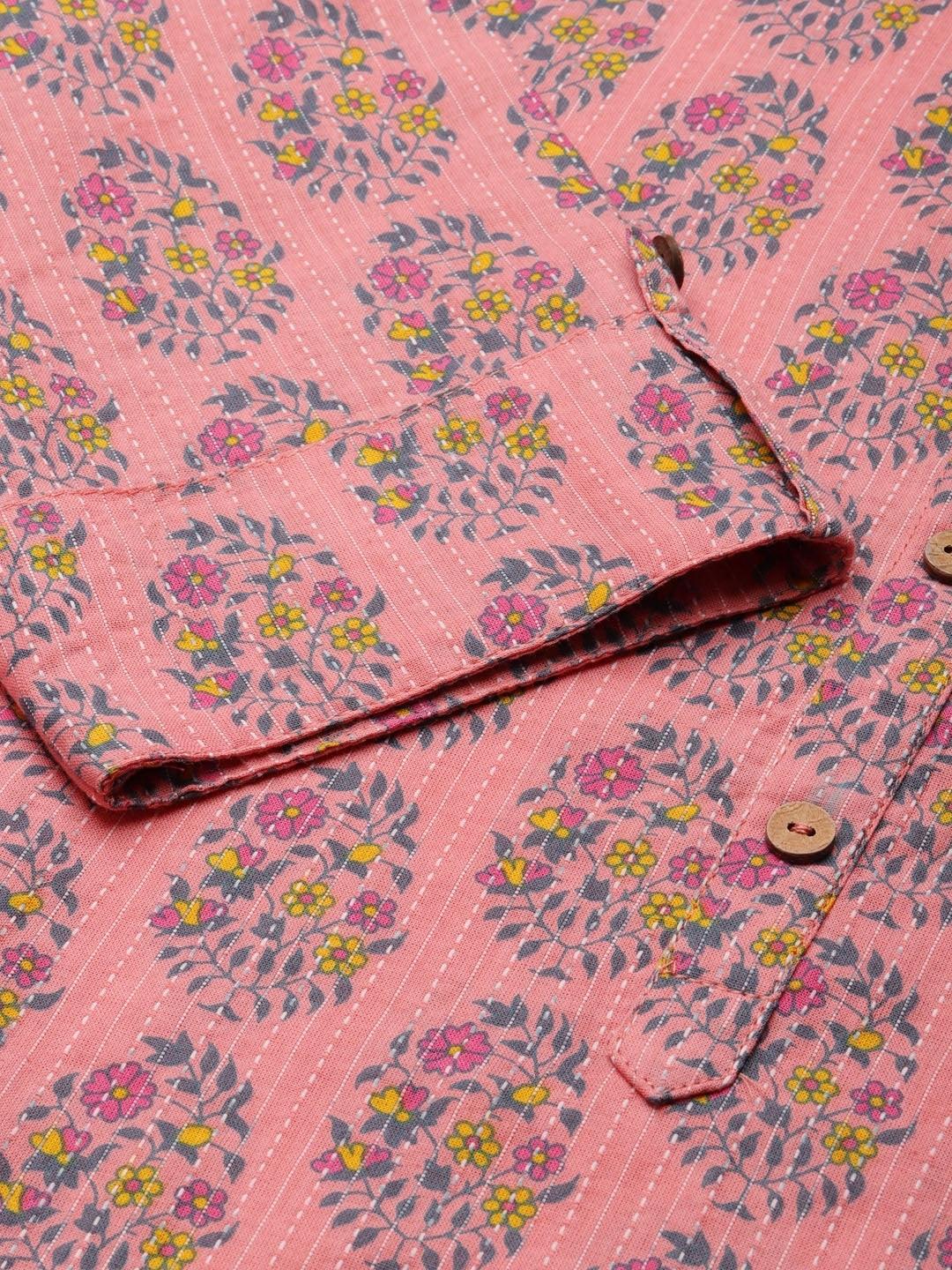 Divena Baby Pink Cotton Straight Fit Kurta - divena world
