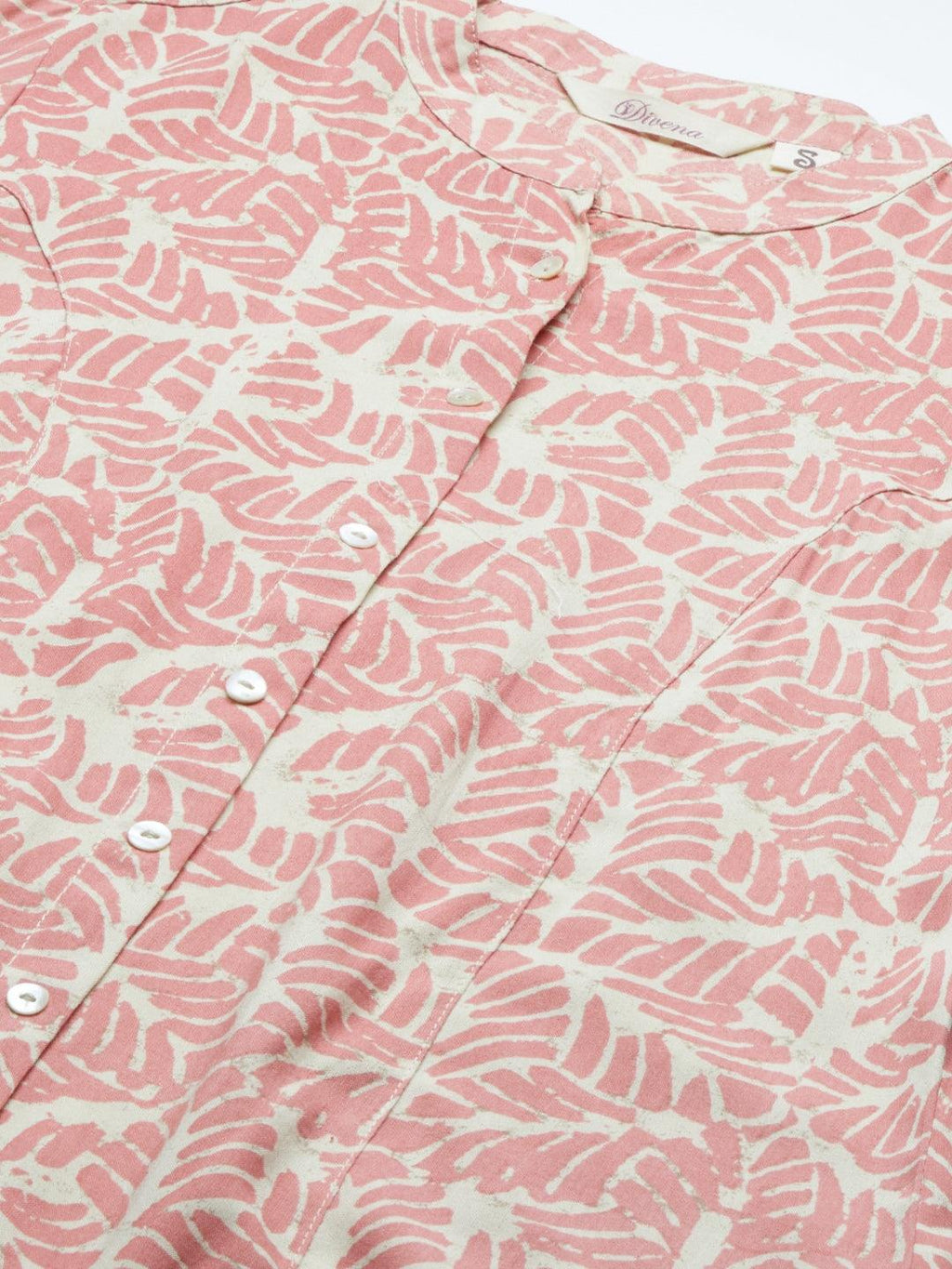 Divena Pink Floral Rayon A-line Shirts Style Top - divena world
