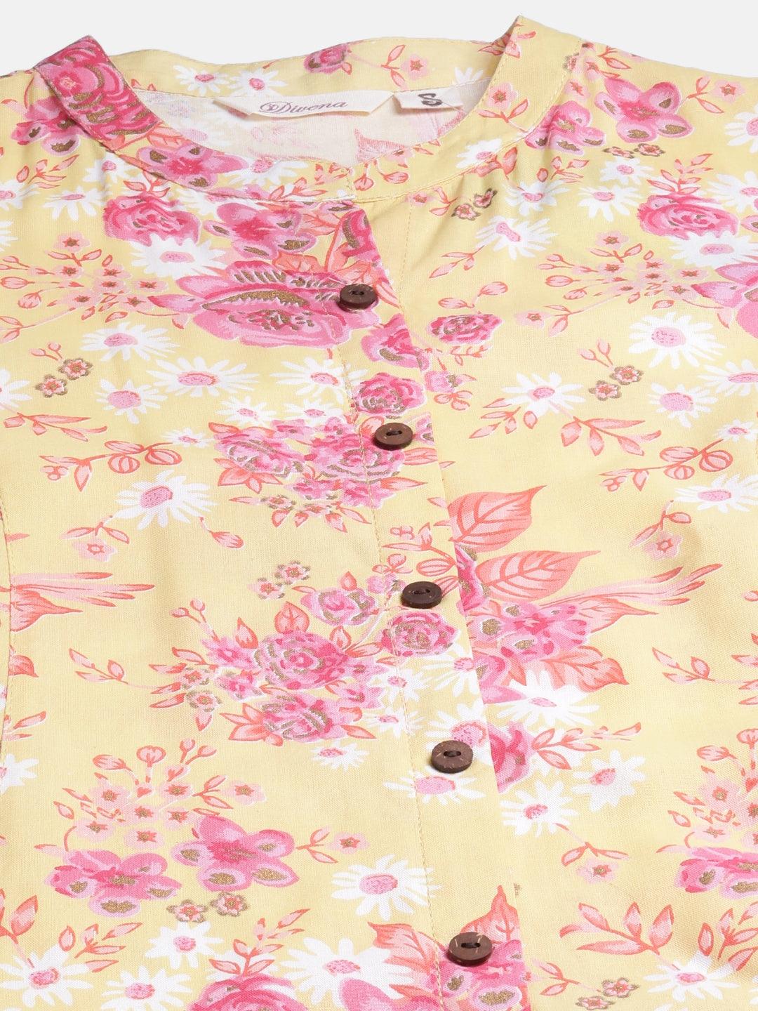 Divena Yellow Cotton Flex kurta - divena world