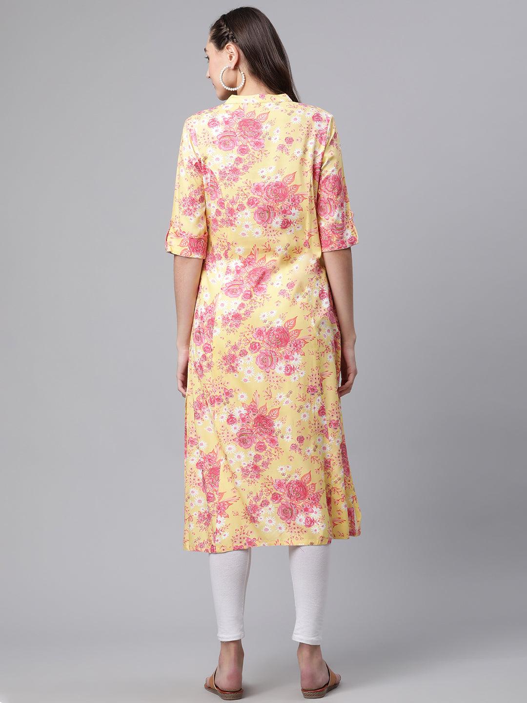 Divena Yellow Cotton Flex kurta - divena world