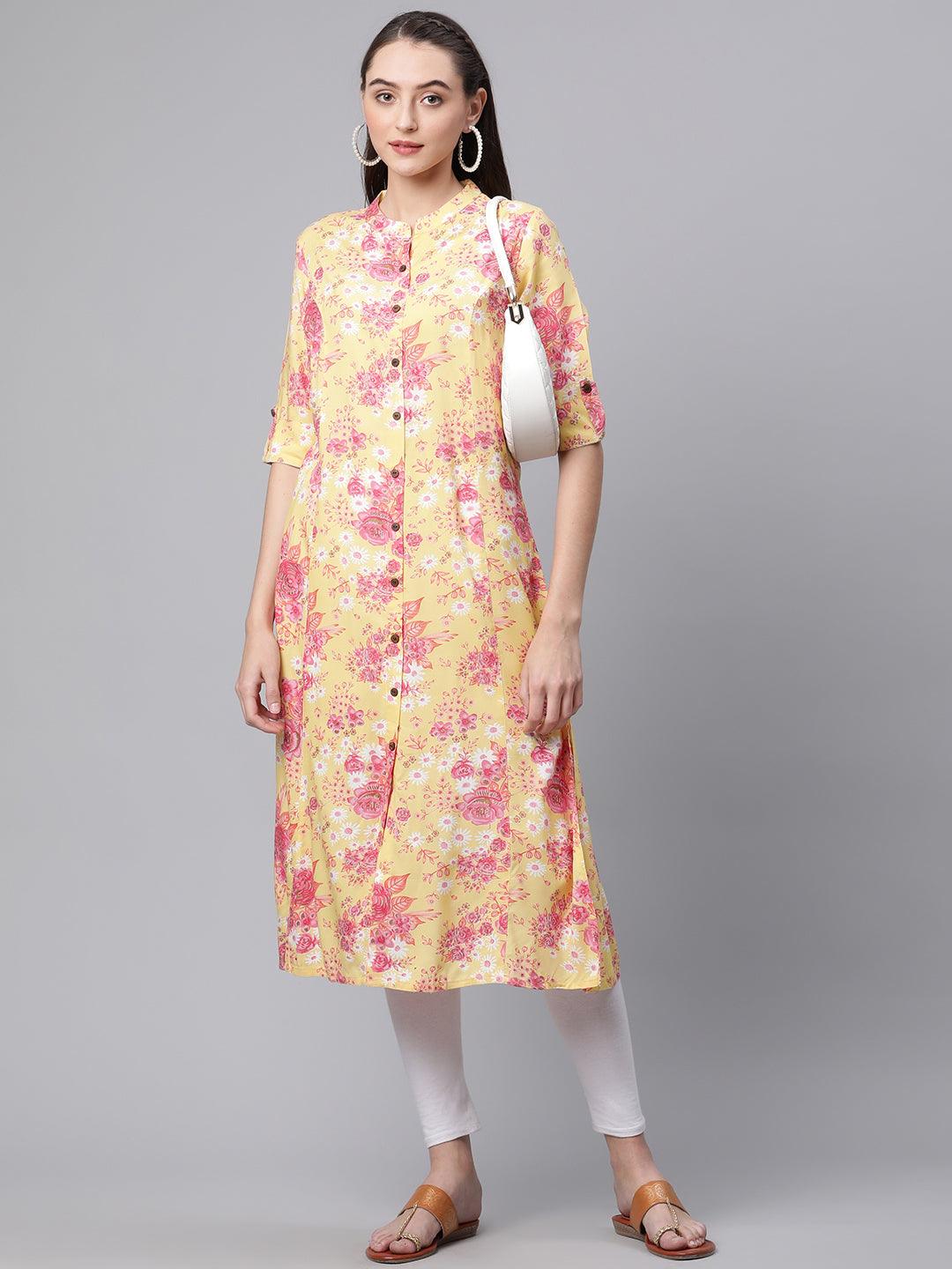 Divena Yellow Cotton Flex kurta - divena world