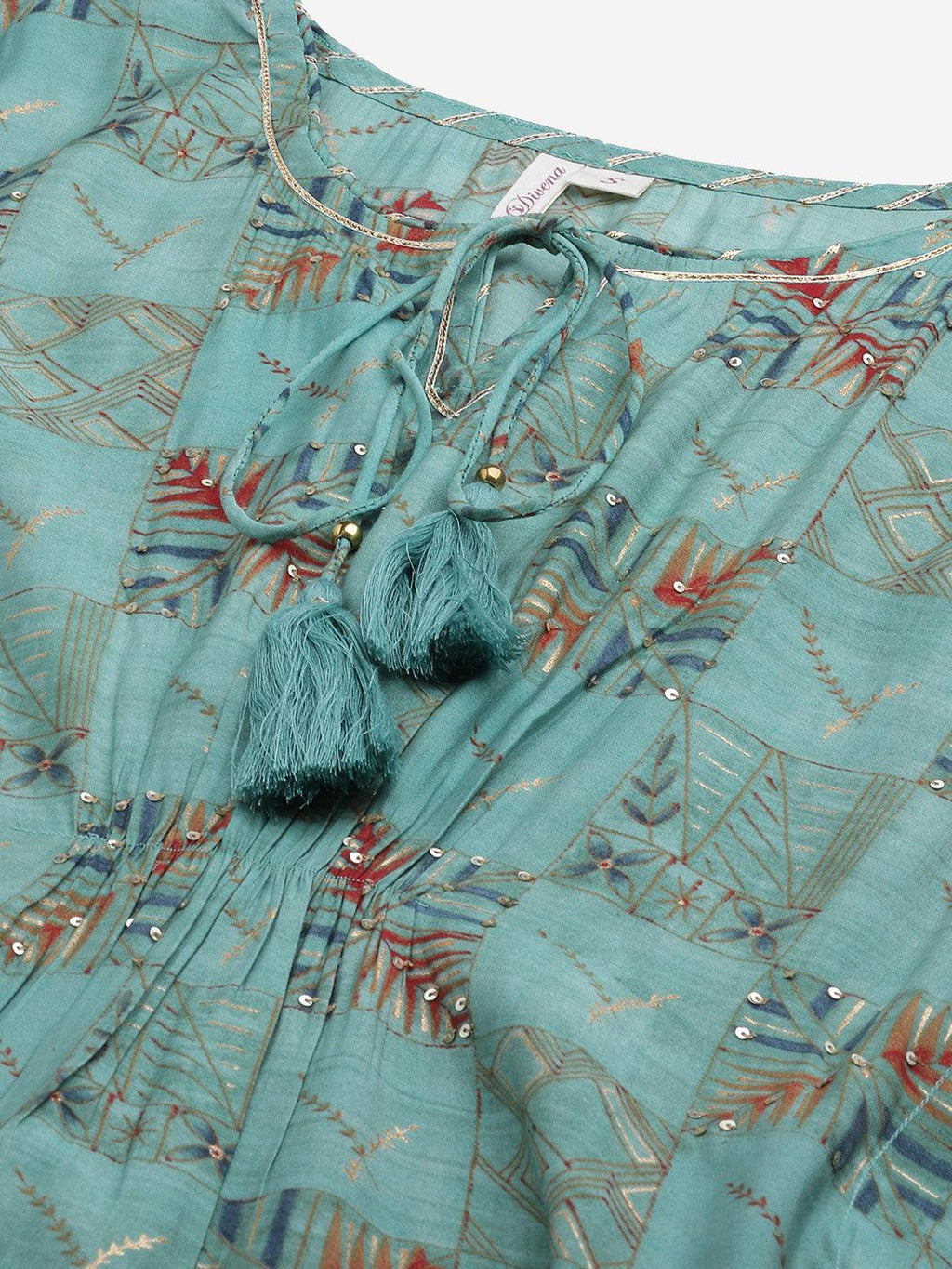 Divena Turquoise green Rayon kaftan Pant set - divena world
