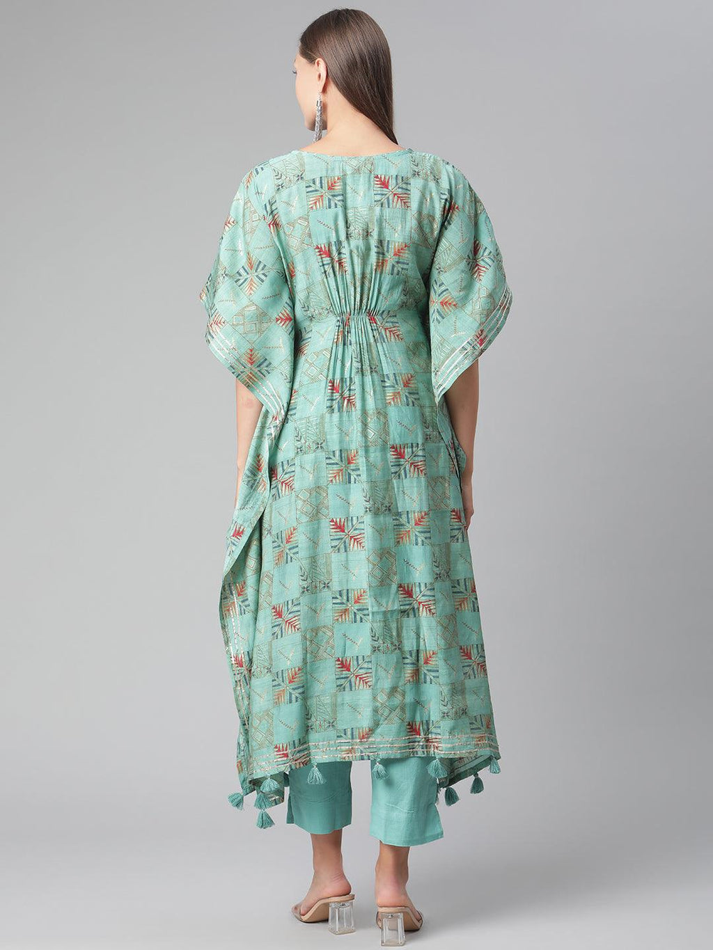 Divena Turquoise green Rayon kaftan Pant set - divena world