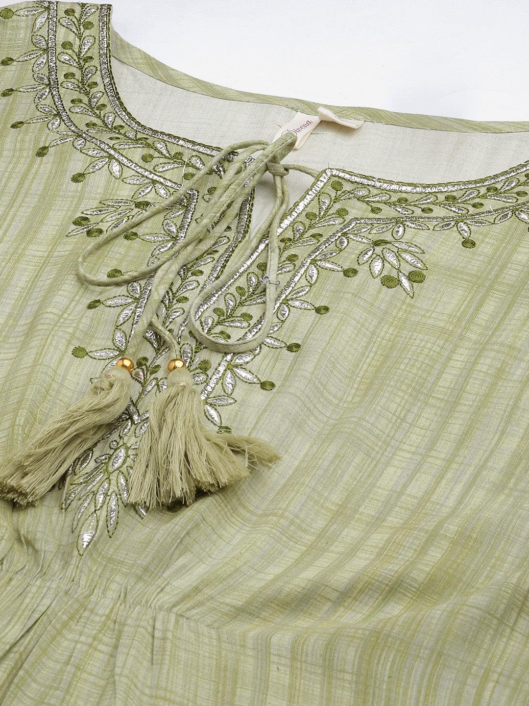 Divena Green Rayon Kaftan Pant Set - divena world