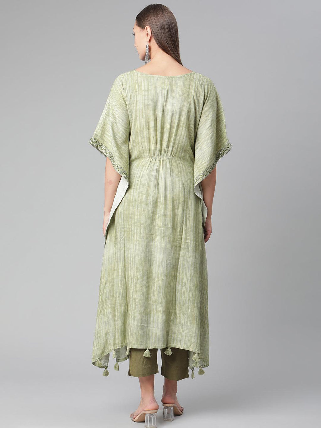 Divena Green Rayon Kaftan Pant Set - divena world