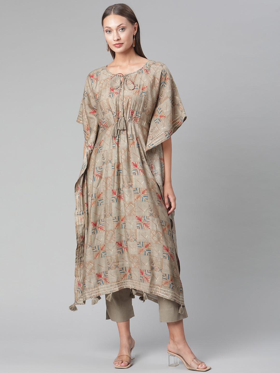 Divena Grey Rayon Kaftan Pant Set - divena world