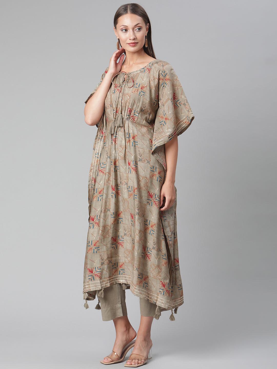 Divena Grey Rayon Kaftan Pant Set - divena world