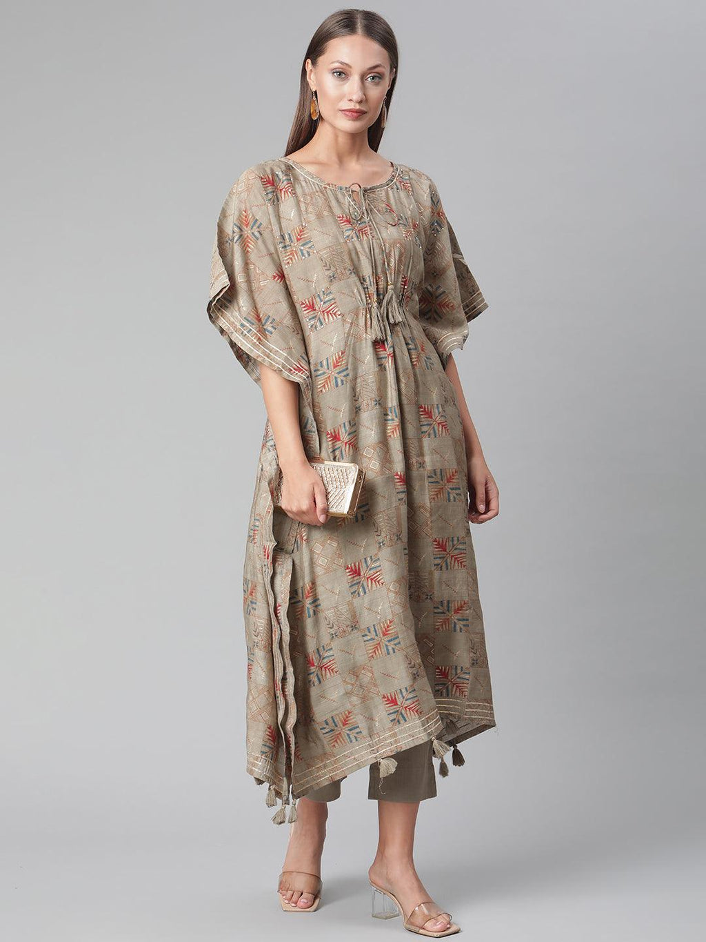 Divena Grey Rayon Kaftan Pant Set - divena world