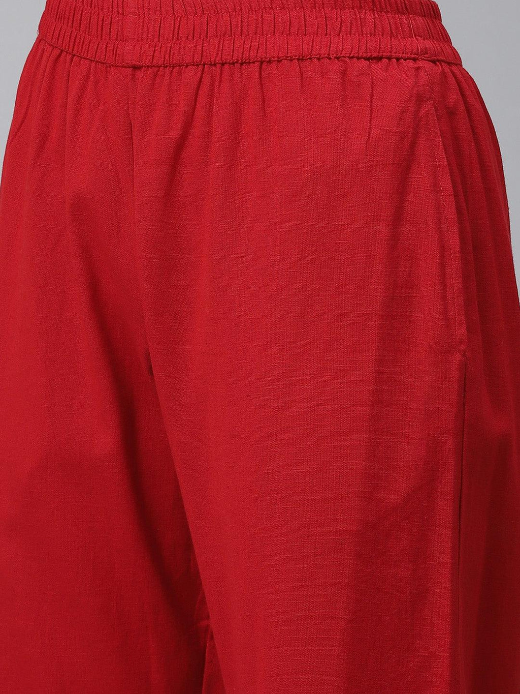 Divena Red Rayon Floral Kaftan Pant Set - divena world