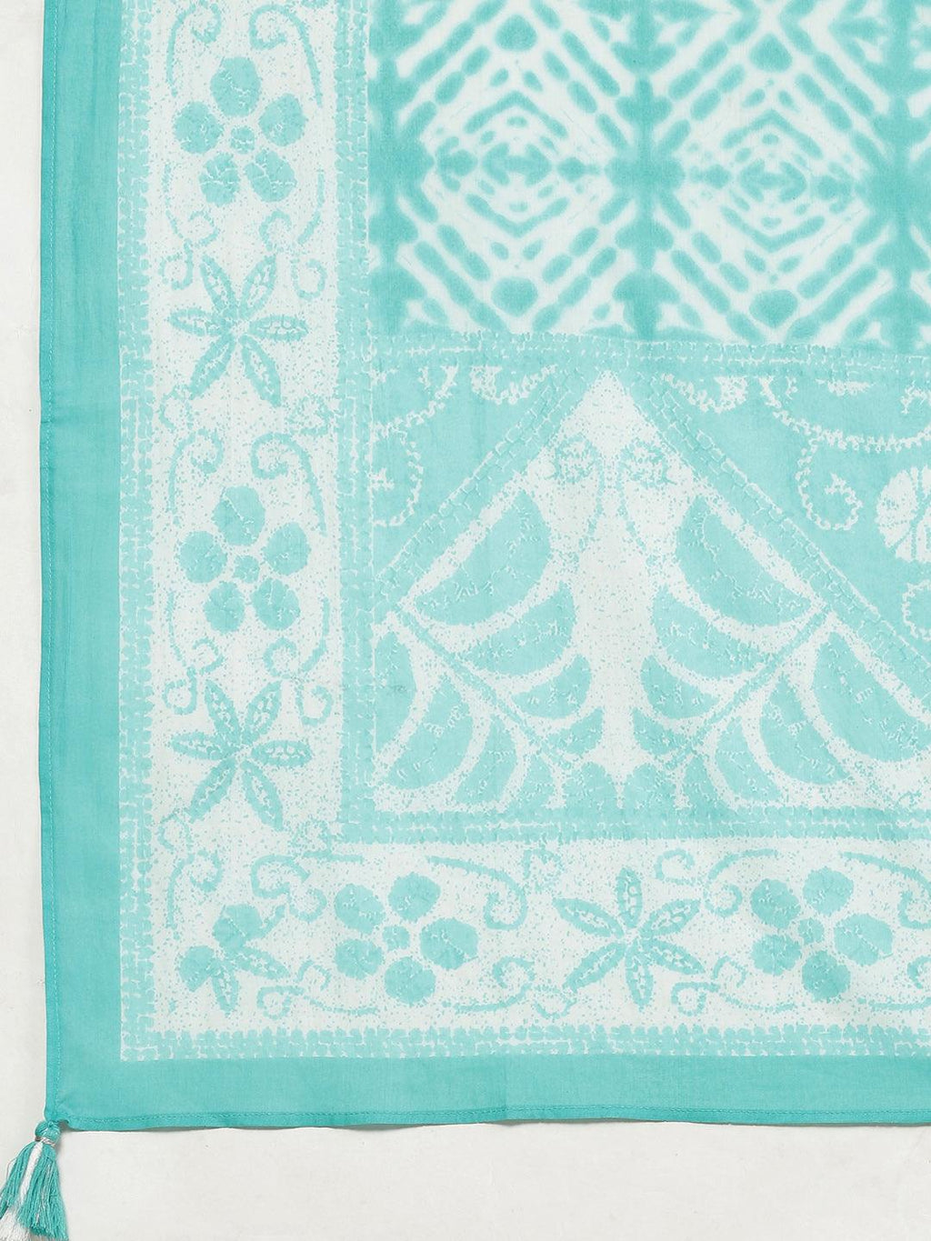 Divena Turquoise Bandhani Printed Kurta Pant Set with Dupatta - divena world
