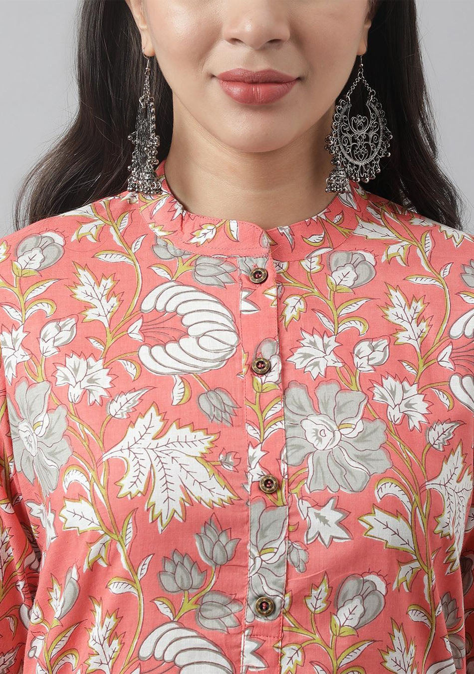 Noe Velarro Pink & Multi Floral Printed Straight Kurta