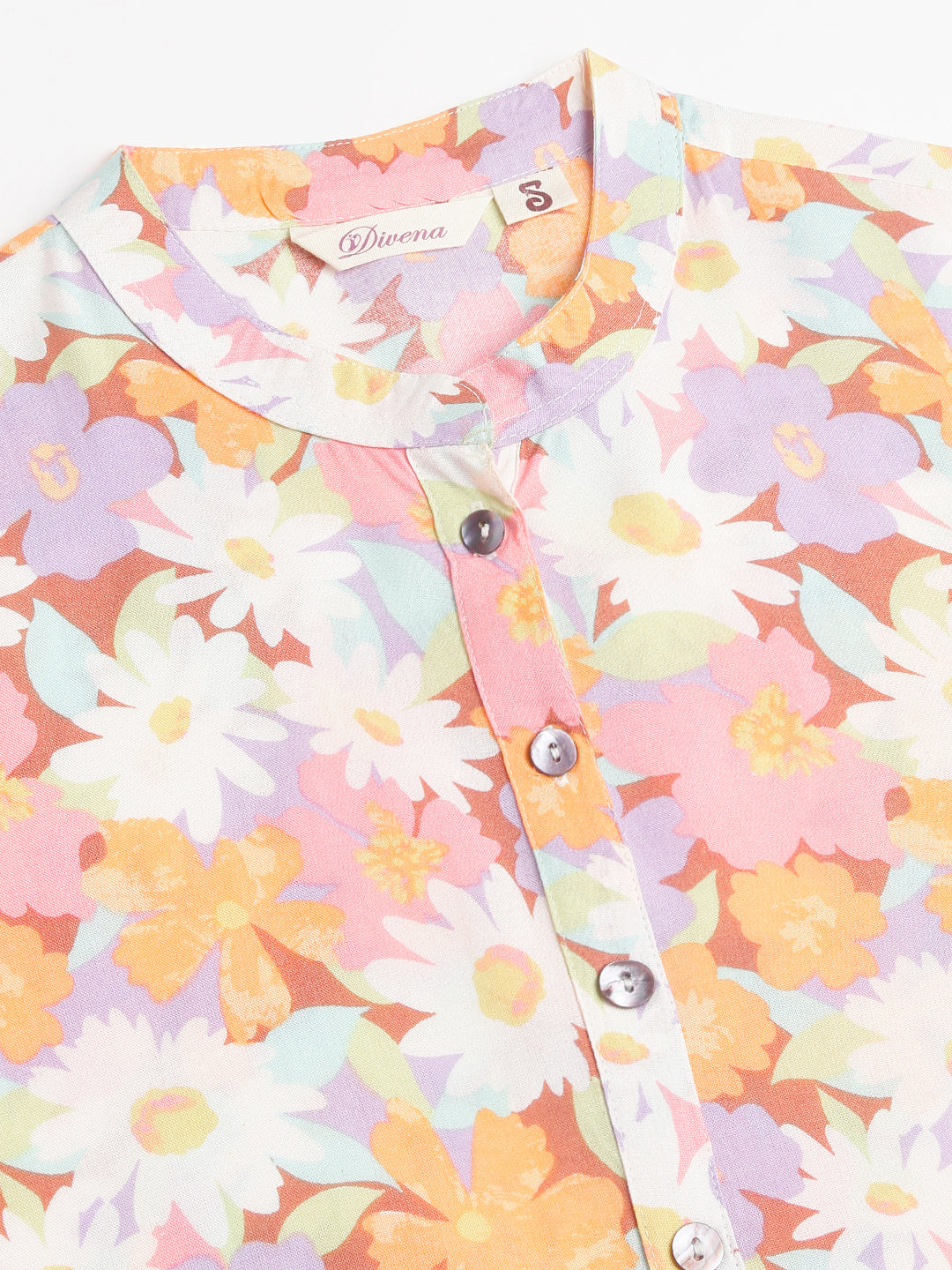 Noe Velarro Multi Colored Floral Digital Printed Straight Half Sleeve Kurta