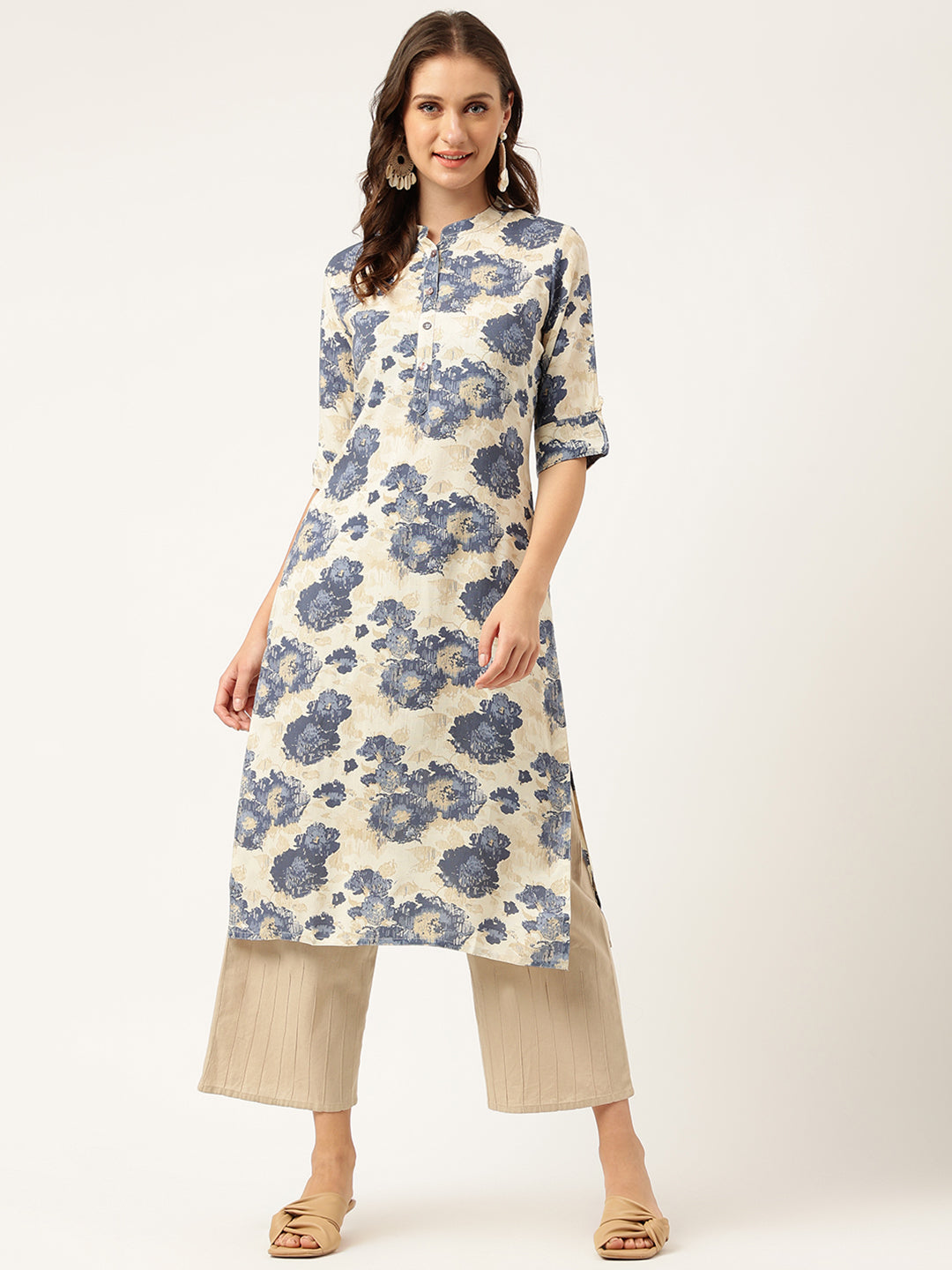 Noe Velarro Multi Colored Floral Digital Printed Straight Kurta