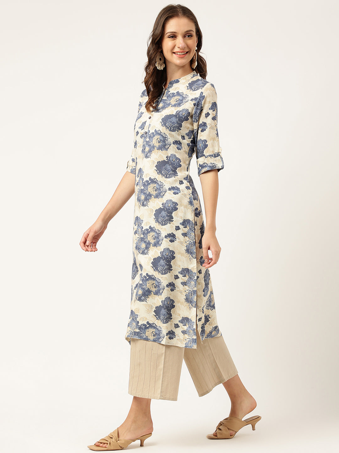 Noe Velarro Multi Colored Floral Digital Printed Straight Kurta
