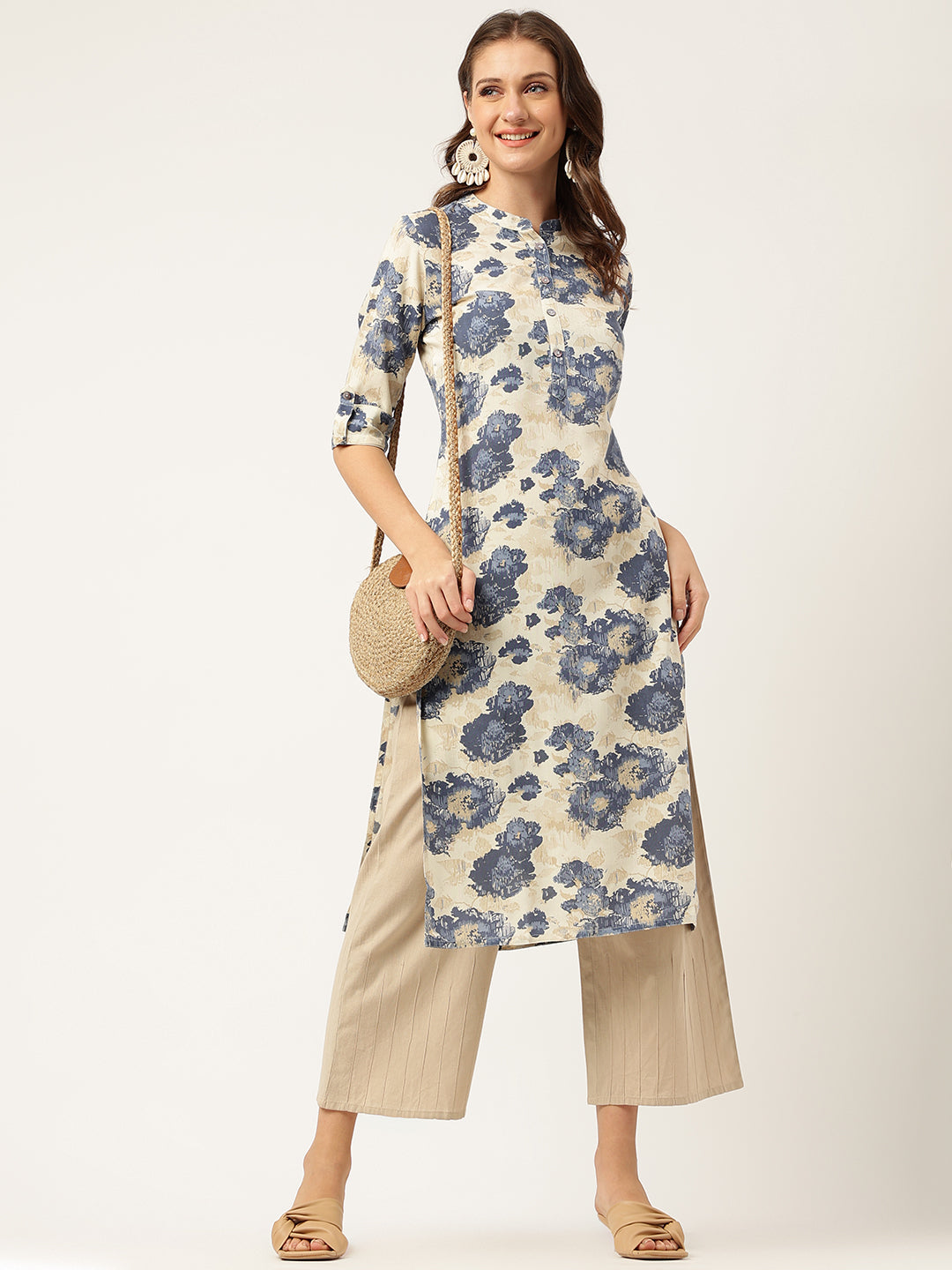 Noe Velarro Multi Colored Floral Digital Printed Straight Kurta