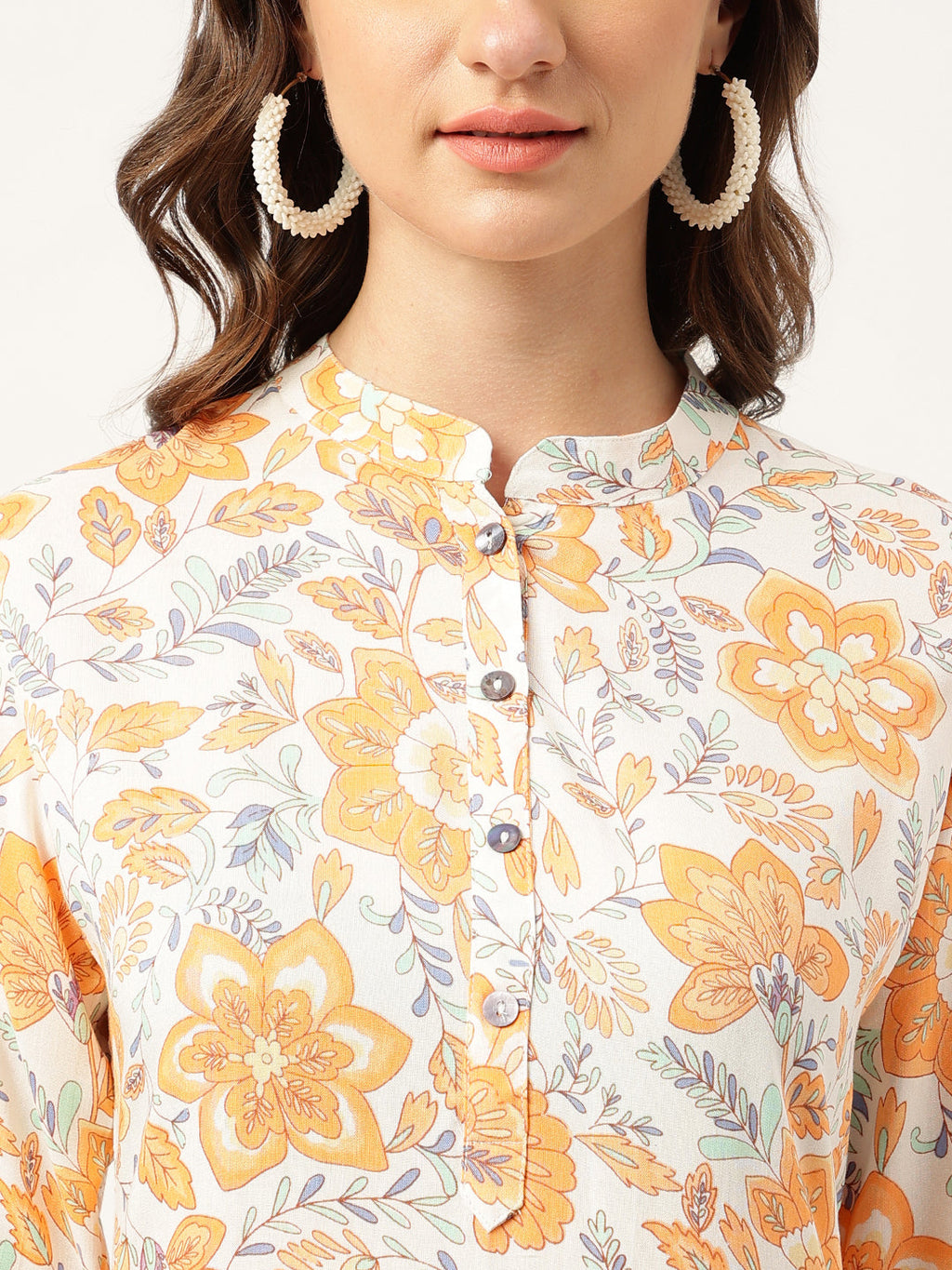 Noe Velarro Multi Color Floral Digital Printed Straight Fold Sleeve Kurta
