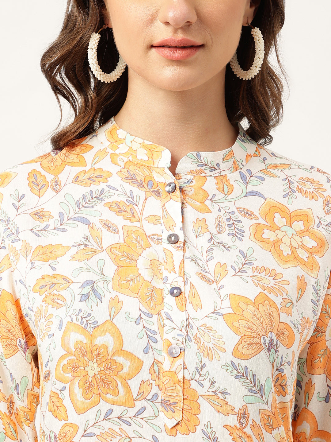 Noe Velarro Multi Color Floral Digital Printed Straight Fold Sleeve Kurta