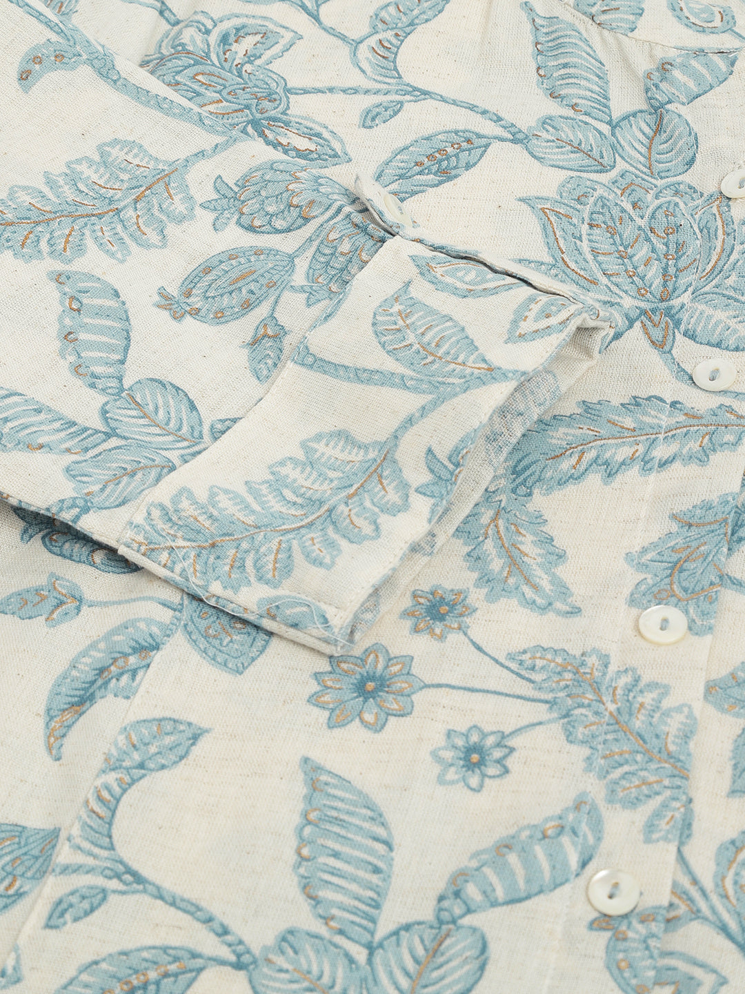 Noe Velarro Sky blue Floral Printed Cotton A-Line Kurta