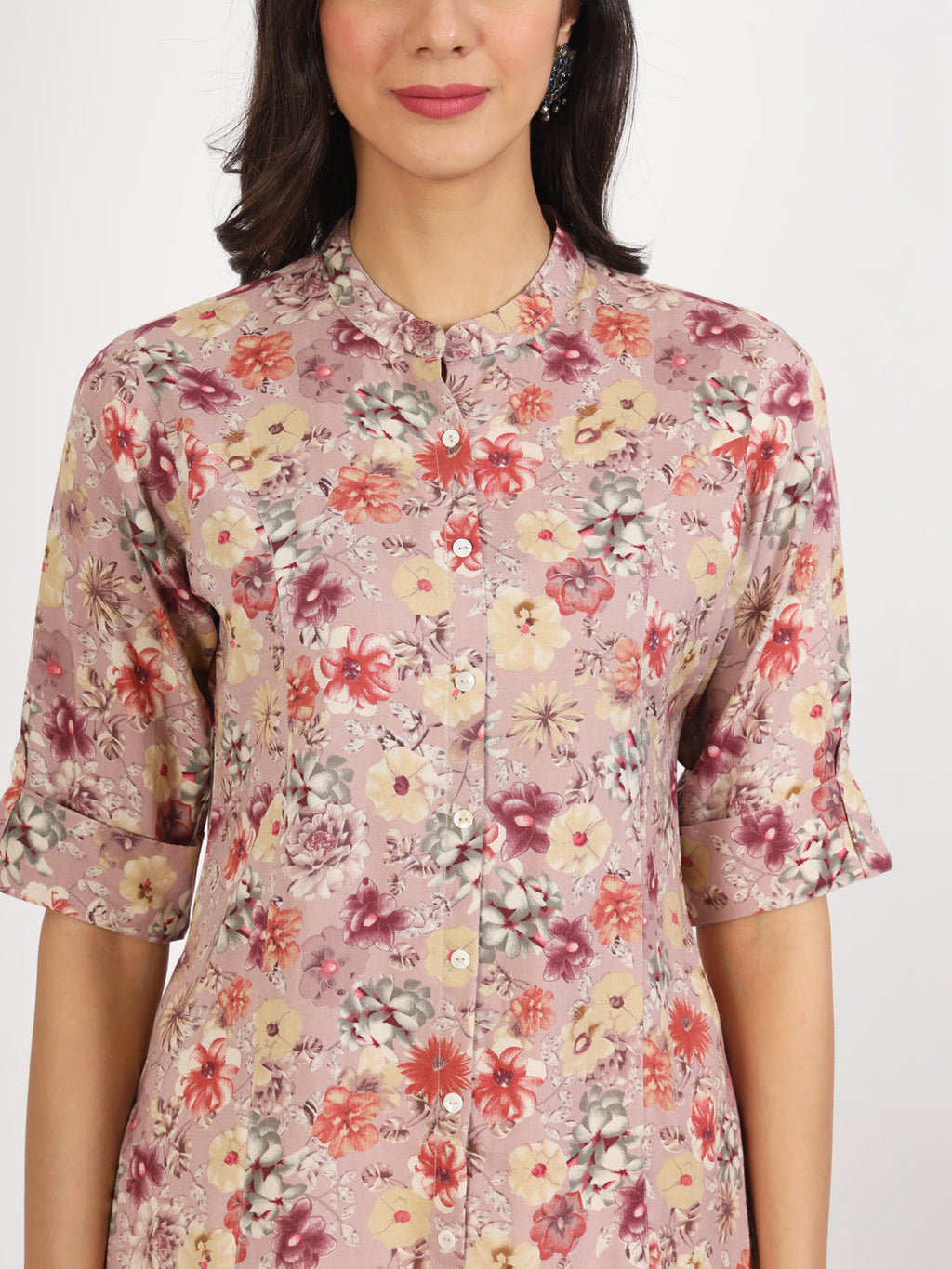 Noe Velarro Pink Floral Printed Rayon Top