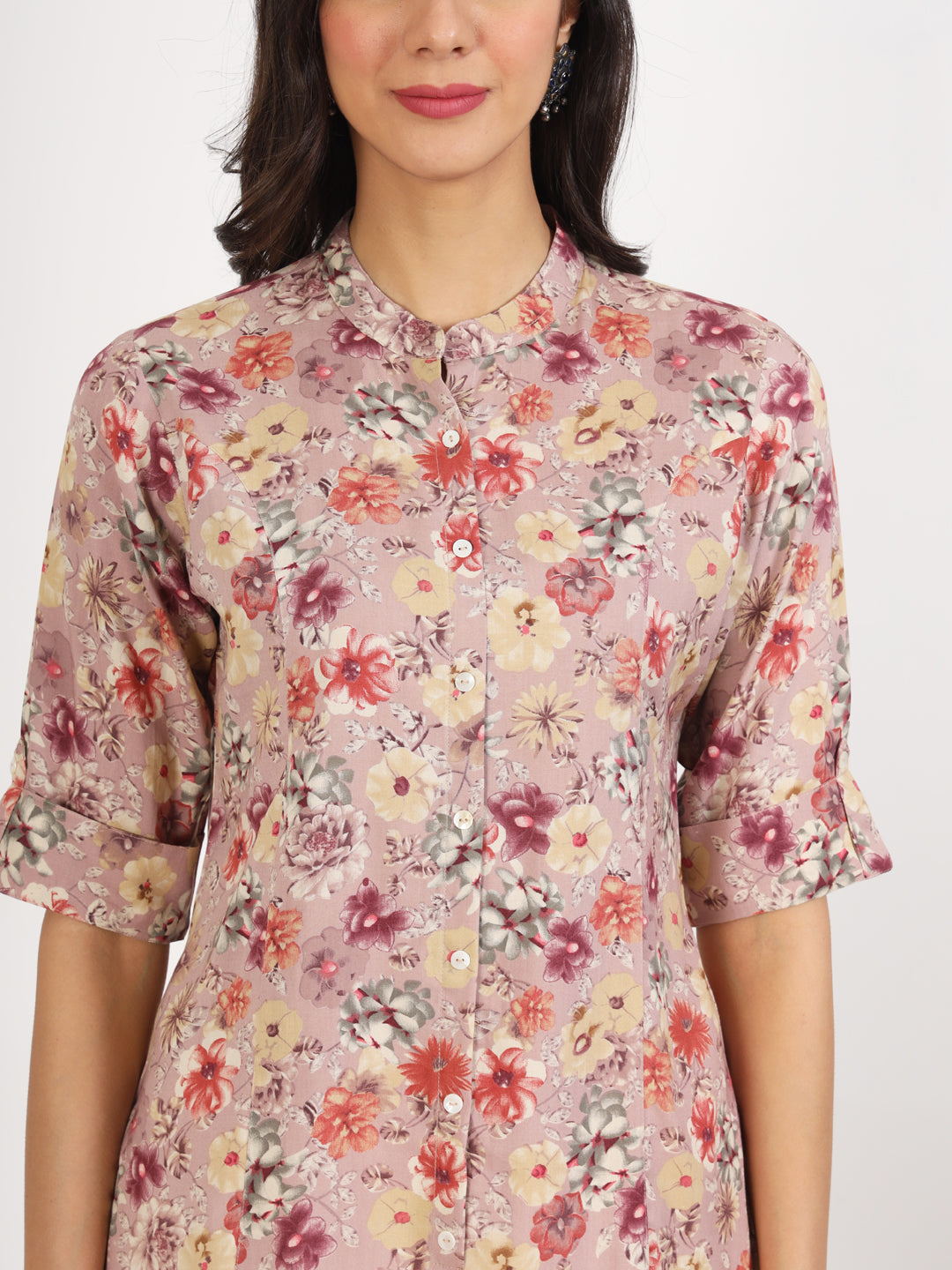Noe Velarro Pink Floral Printed Rayon Top