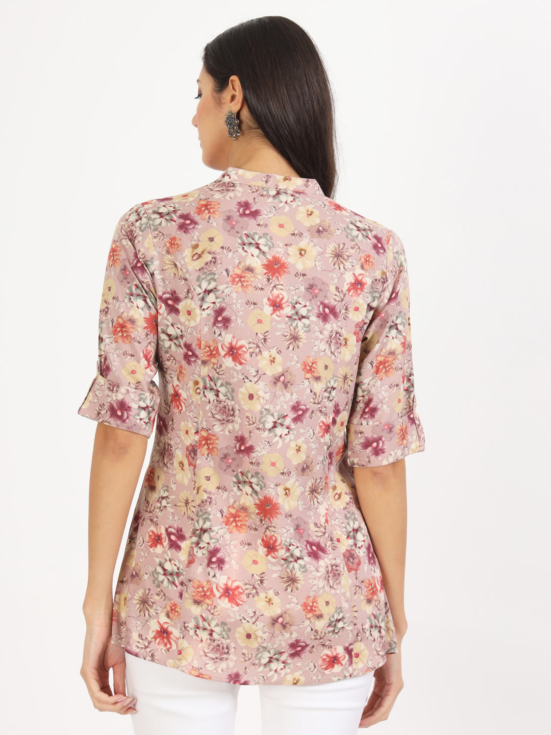 Noe Velarro Pink Floral Printed Rayon Top