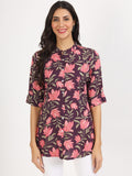 Noe Velarro Purple Floral Printed Rayon Top