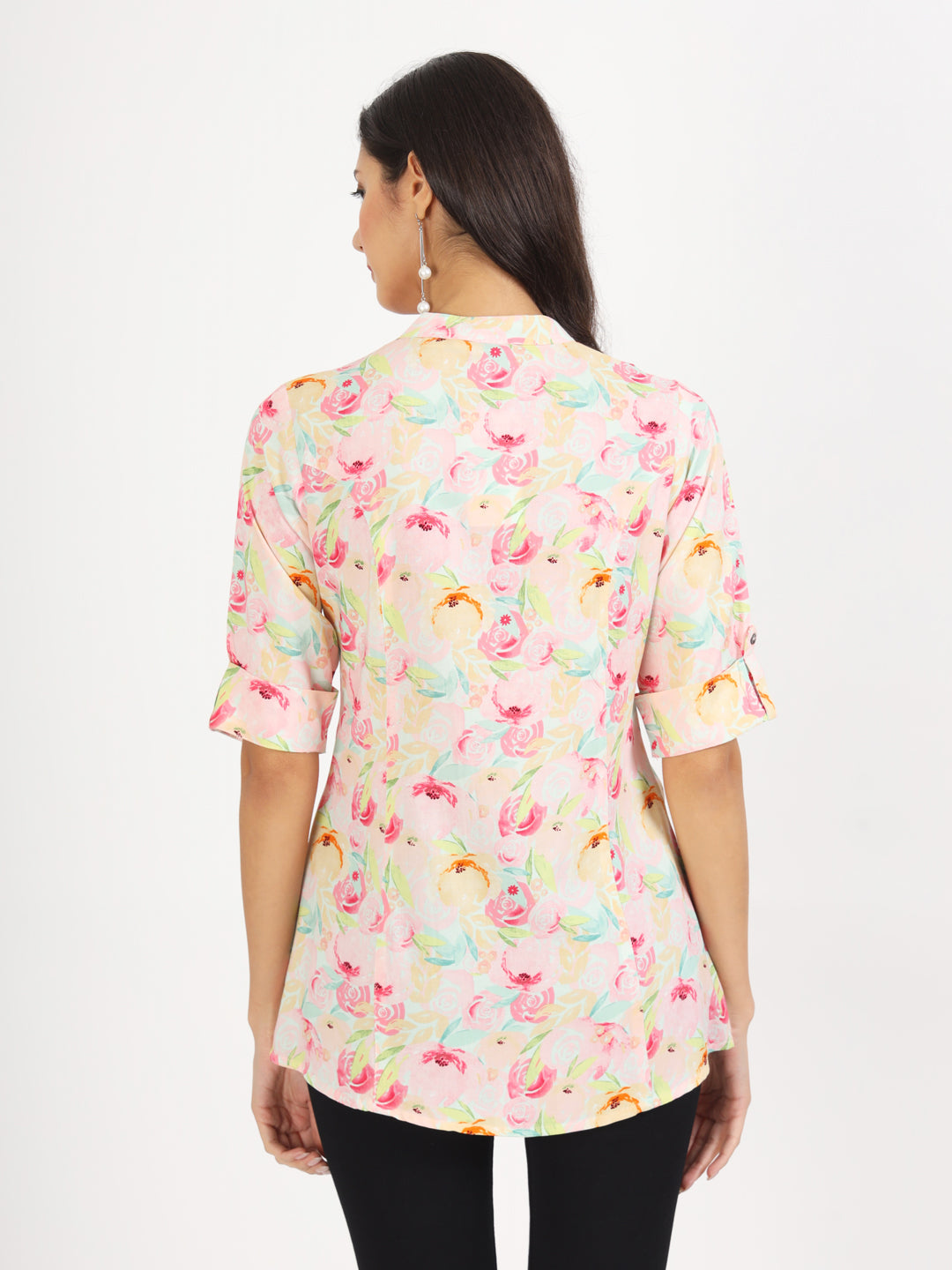 Noe Velarro Green Floral Printed Rayon Top