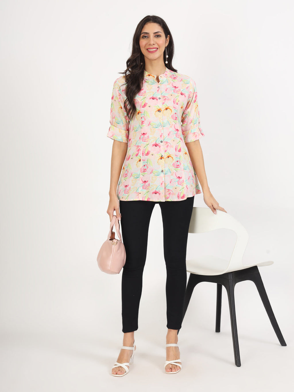 Noe Velarro Green Floral Printed Rayon Top