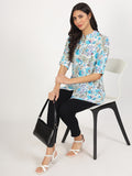 Noe Velarro White Floral Printed Rayon Top