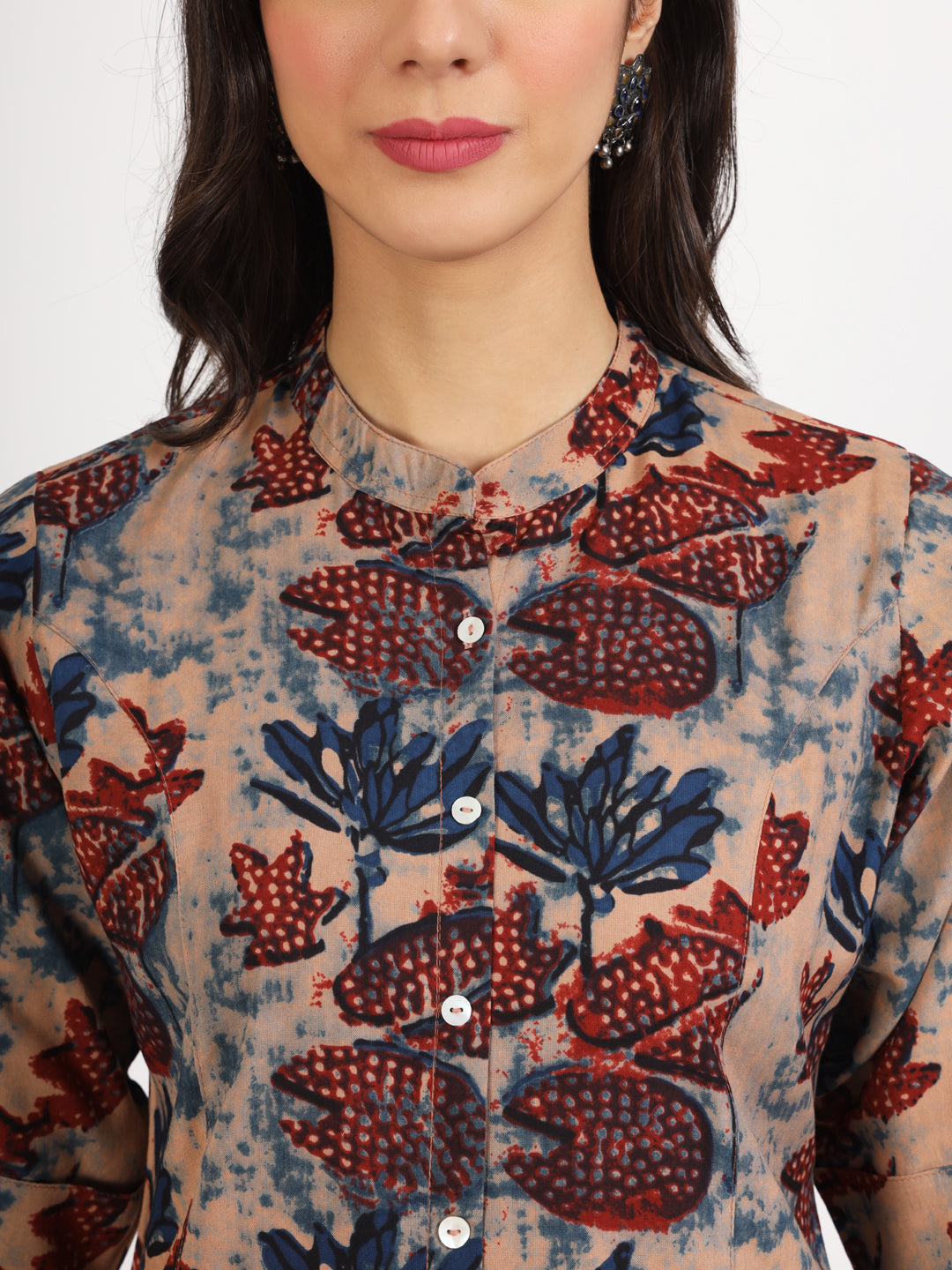 Noe Velarro Beige Multi Floral Printed Rayon Top